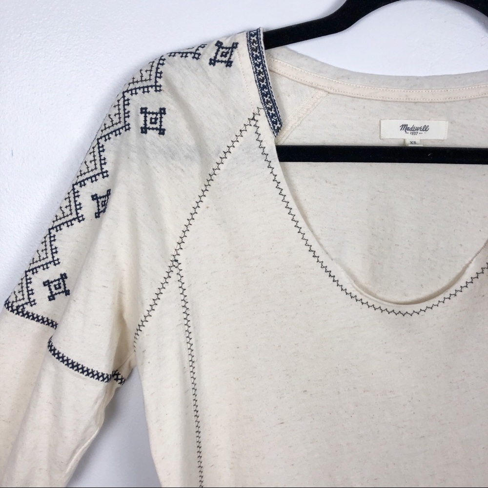 Madewell Aztec Embroidered Top Boho Cream XS - Picture 2 of 6